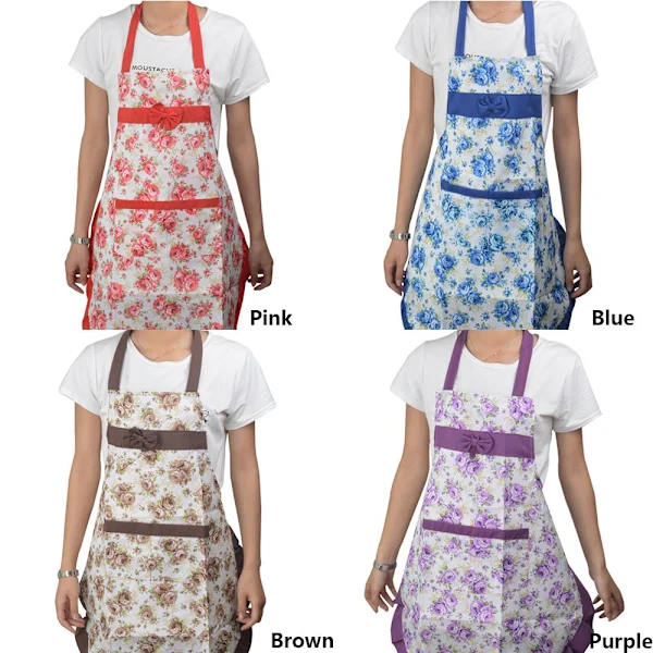 Blommig Förkläde Bib BLÅ Blå