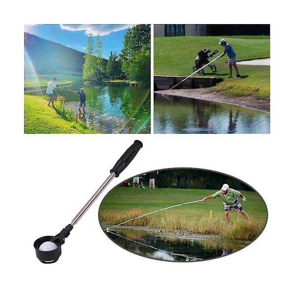 Golfboldhenter i rustfrit stål, 8 sektioner, teleskopisk golfboldplukker til vandgolf