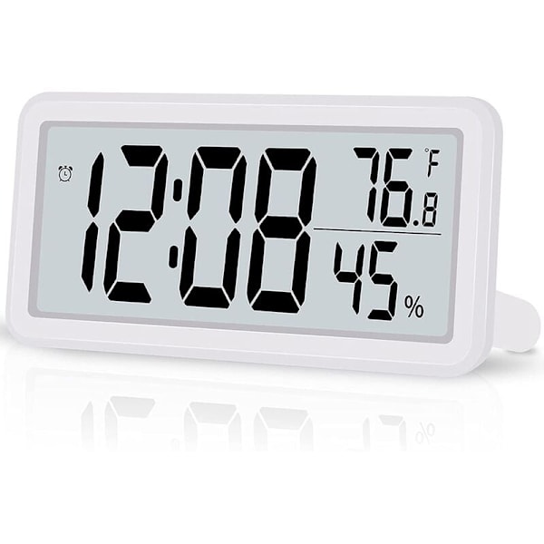 Digital väckarklocka, bordsklocka, batteridriven LCD elektronisk klocka dekorationer för sovrum kök kontor - Vit/NC/