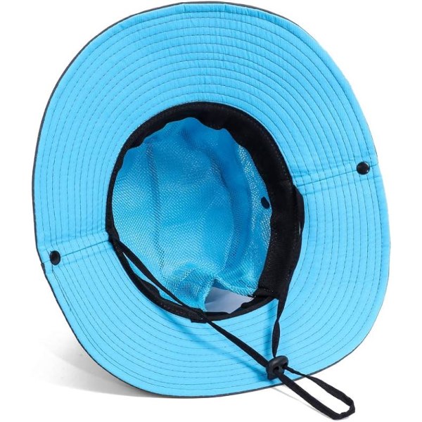 Solhatt för damer med bred brättad cap för utomhusfiskehatt UV-skydd Blue