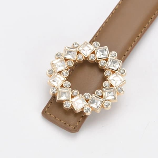 Gotisk lærbelte Rhinestone Ring Spenne Midjebelte HVIT Hvit