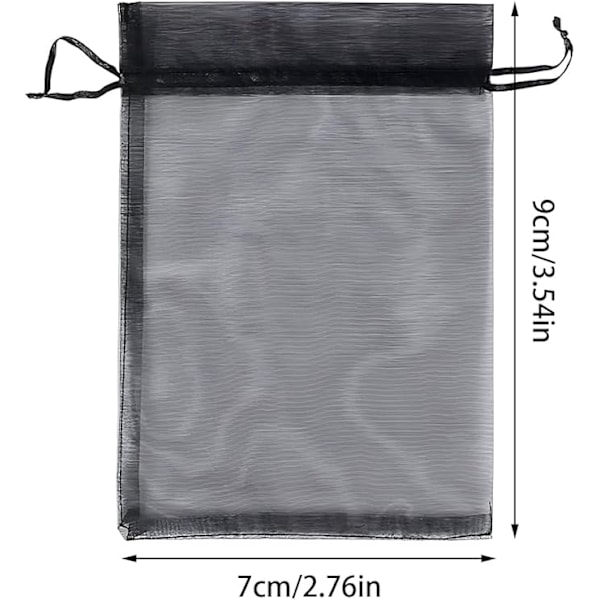 100 stk. Organzaposer, 7x9cm 2 Farver Gaveposer Organzaposer, Smykkeposer Lavendelposer til Slik Bryllupsgaver (FARVE: Hvid+Sort)