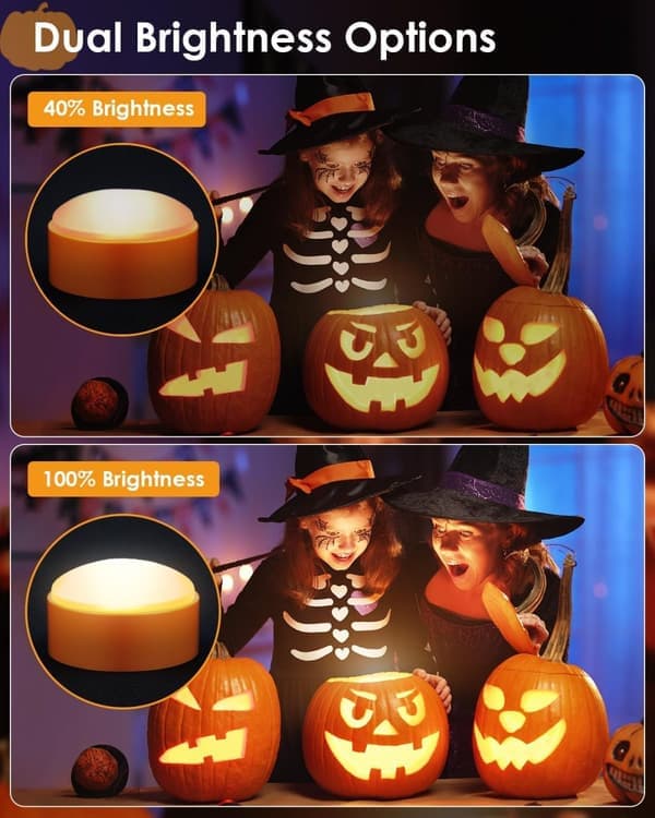 Halloween LED Pumpaljus 2-pack med fjärrkontroll och timer, batteridrivna