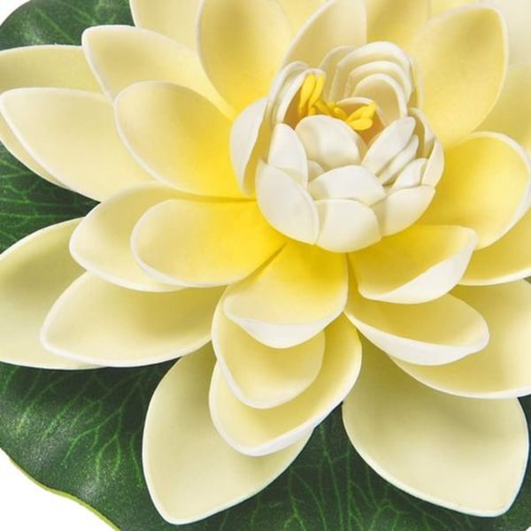 6 stk kunstige flytende skum lotusblomster, med vannliljebladpynt,
