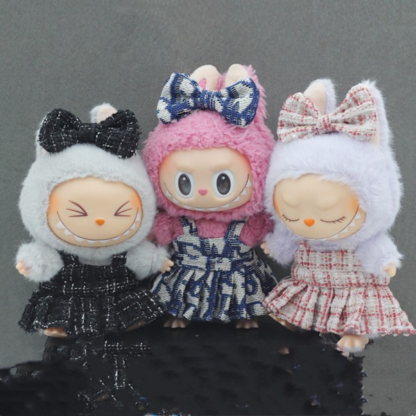 /NC/Labubu Kläder Klänning Labubu Märkeskläder Outfit 17cm Plyschdocka Liten Doft Vind Rem Klänningsset Labubu Kläder #3
