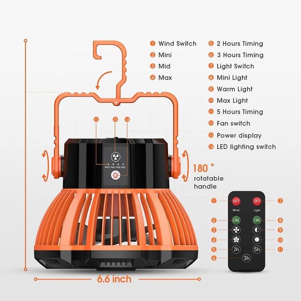 Camping Ventilator Lys Loftventilator Lampe Telt Ventilator