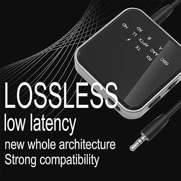 2-i-1 HiFi Bluetooth 5.2 AptX HD Sender/Mottaker Trådløs 3,5 mm Aux Optisk AptX Adapter For
