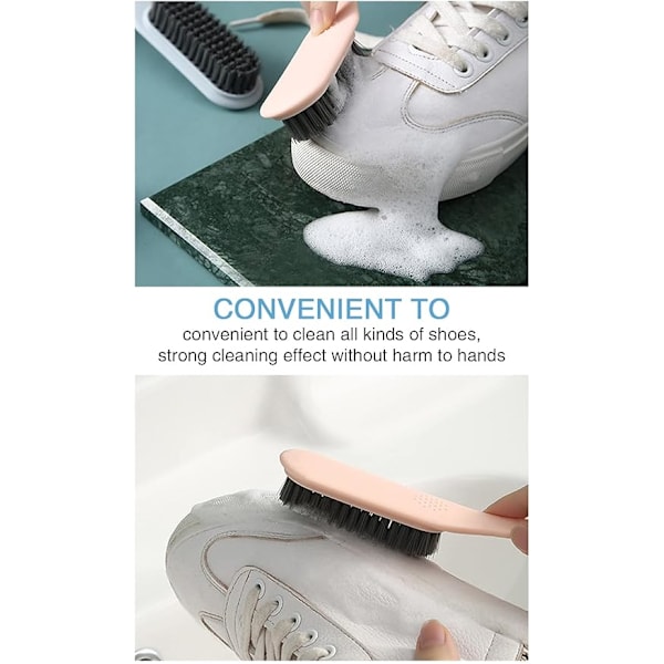 2-Piece Shoe Scrubber and Cleaning Brush with Handle, Plastic