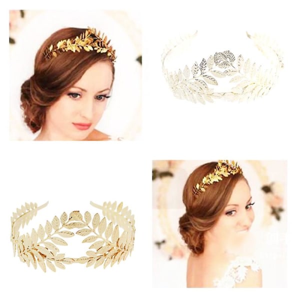 Lövstil Bröllopsfest Brud Tiara Crown Vintage hårbåge, guld