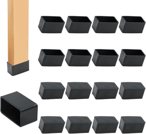 Rektangulära möbelbensskydd, halkfria PVC-stolsfotskydd för golvskydd och bullerreducering, 12-pack, 1,5 x 0,75 tum