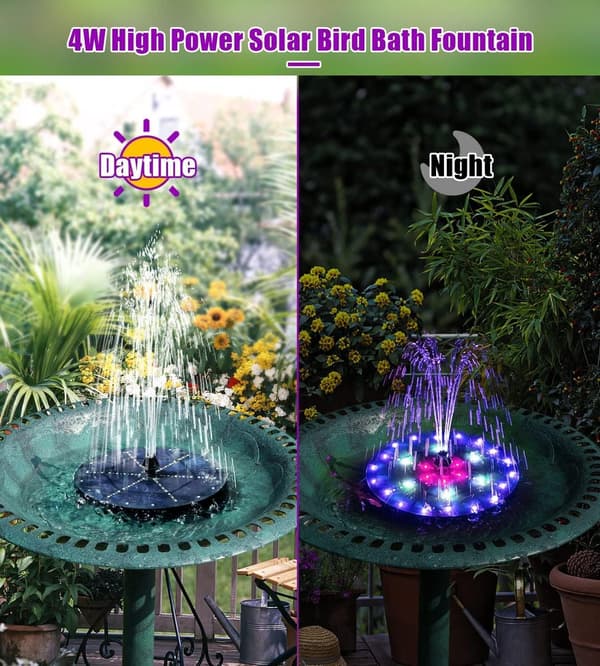 Solarfontene med 60 LED-lys