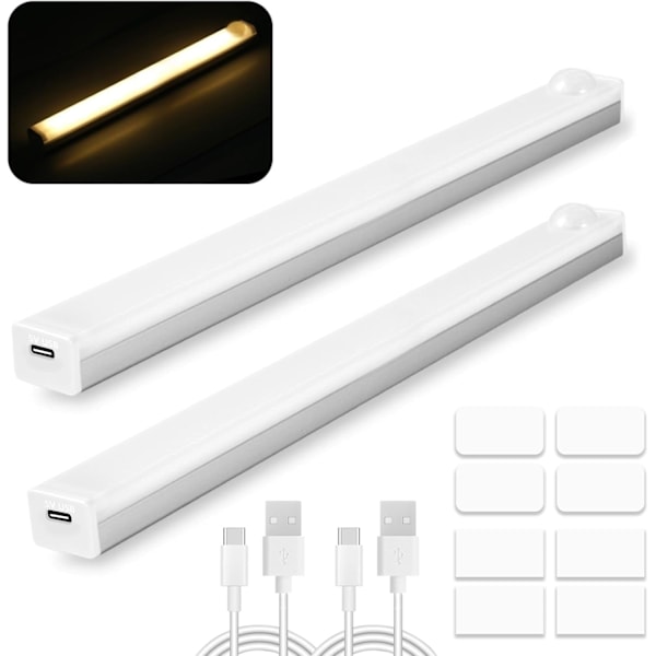 Garderoberlampe, trådløs lampe innendørsbelysning LED nattlampe bevegelsessensor 20CM 3 moduser LED-lampe - 2 stk