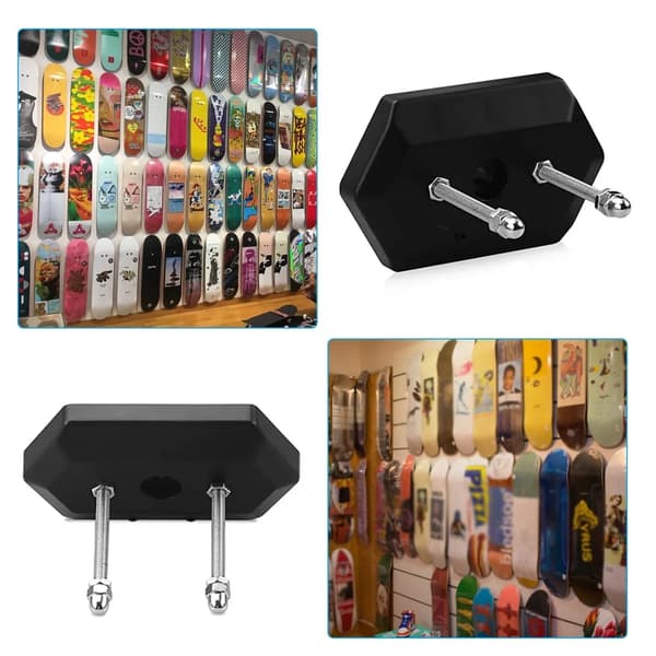 2-pak Skateboard Vægbeslag Ophæng Display Rack Deck Opbevaring Organizer til Hjem og Butik Sort