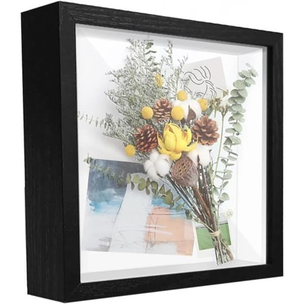 {NT}Dyb 3D-ramme 20,3 x 20,3 cm fotoramme 3D-rutineramme Trækasse Firkantet objektramme til medaljer, billetter, blomster