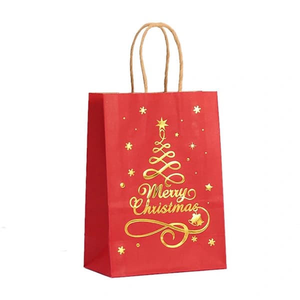 Presentpåsar - 12-pack - Kraftpapper presentpåsar - Väskor - Tygpåsar - Julpapperspåsar med tryck - Festpresentpåsar
