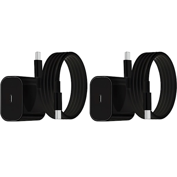 /Hc/2-Pakning - Lader for Samsung 25W - Adapter+Kabel USB-C Hurtiglader Svart