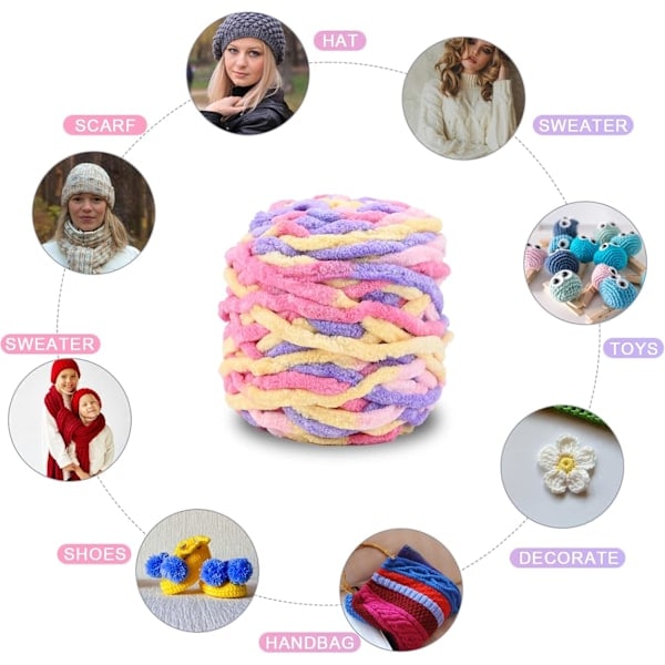 [NT] Stickgarn 4 x 100g Flerfärgat Garn för Stickning och Virkning, Mjukt Tjockt Garn, Gradient