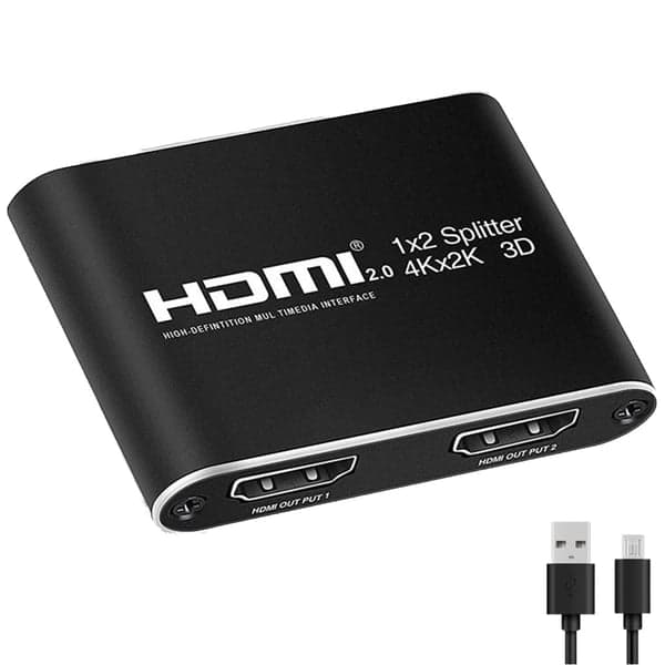 HDMI-splitter 1x2 for 2 skjermer 3D/4K/1080p