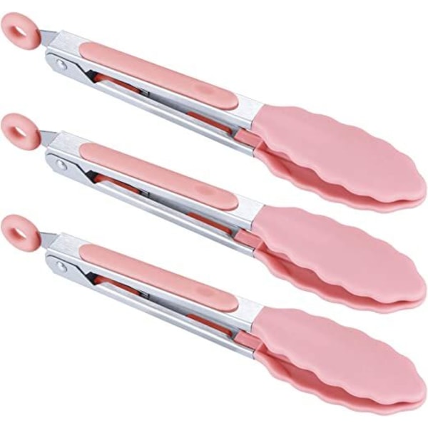 Mini silikonebestikholder sæt med tre, 7 tommer, pink