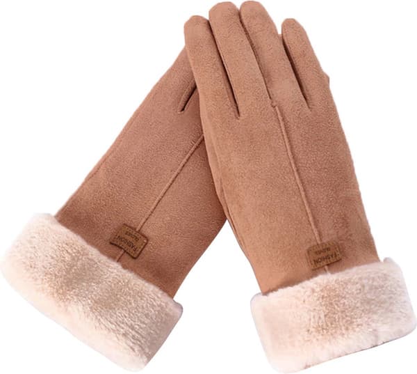 Handskar - Dam - Fleece - Pekskärm - Brun -