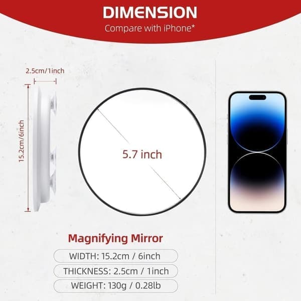 1pcs 30X Magnifying Mirror for Makeup, Round Makeup Mirror with Suction Cups & Stand, Handheld Travel Mirror