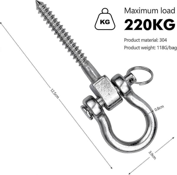 Bæreevne 220 kg kraftig loftkrog, rustfri hængekøjekrog