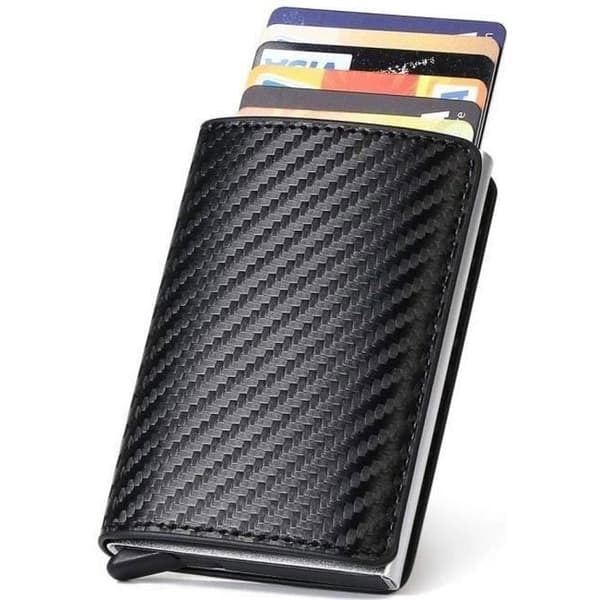 {NT}Korthållare - RFID - Kolfiber - Svart - Kompakt - Automatisk Pop-up