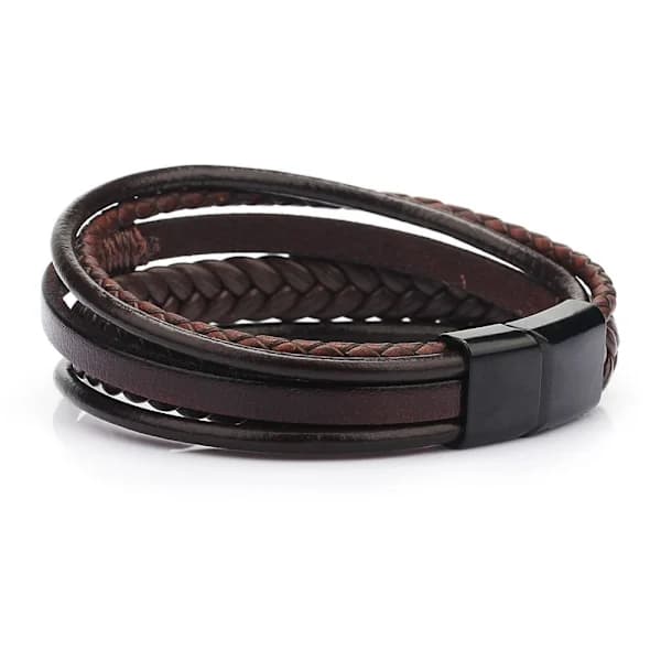 Läderarmband Flätat rep Armband BRUNT SILVERSPÄNNE brun silverspänne-silverspänne