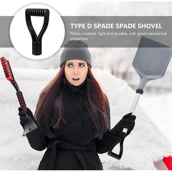 2-pack 3 cm muovilapioiden kahvat D-kahva lumikolalle haravalle lapiolle lumenluontiin puutarhatyökalut