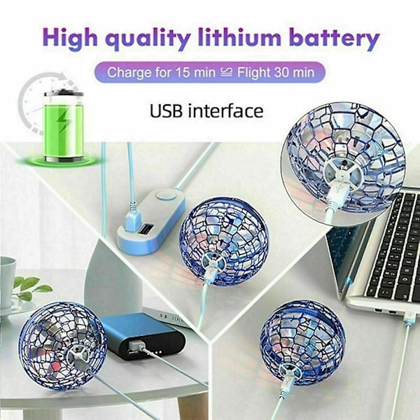 3 Pakk Pro Hover Ball Flygende Ball Led Spinner Ball Flygende Orb Leke Blue