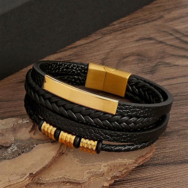 Klassiskt läderarmband för män Ny stil Handvävd flerskiktskombination Accessoar Mode Man Smycken Grossist Dropshipping B5 23cm