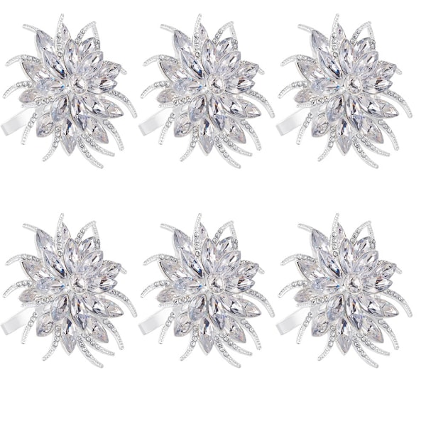 6 stk. Lotusblomst Serviettholder Rhinestone Serviettring Serviett