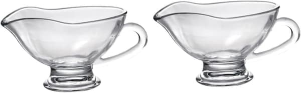 2 stk. Sovsekande Salat Flødekande Mini Sovsebåd Sovseskål Sovsekande Steg Sovs Madglas, 12,5X9X6CM, Transparent