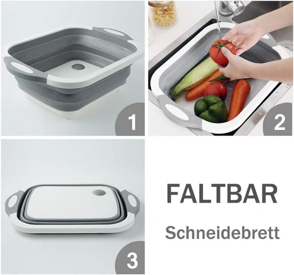 Foldbar multifunktionel campingvask, plastsilikon vask