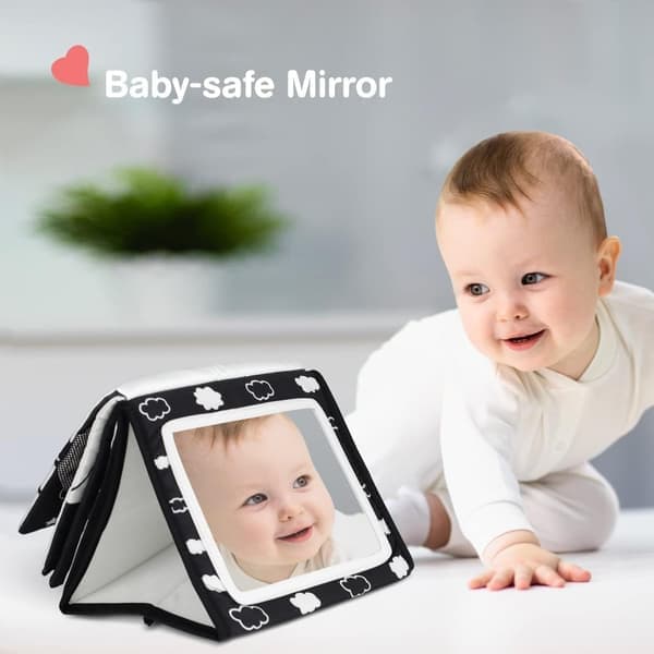 Sea Creature Fabric Book with Mirror – Baby Activity Toy for Neck Training and Vision Development