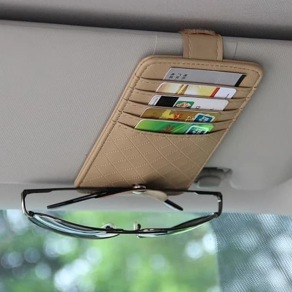 Bil Auto Solskærm Brille Opbevaringsholder SORT Sort