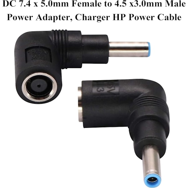 [NT] 90 Graders Laptop Strömadapter 90 Graders DC 7.4mm x 5.0mm Hona till 4.5mm x 3.0mm Hane Strömomvandlare för Notebook Adapter Ersättning (2-pack)