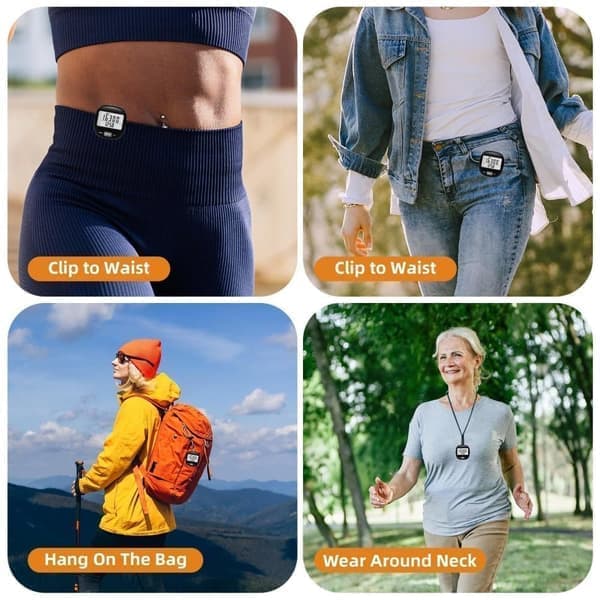 3D Pedometer with Large Display - Measures Steps, Distance & Calories with Detachable Clip for Exercise & Everyday Use