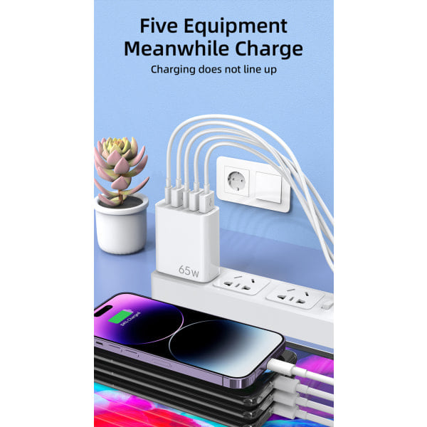 /Hc/GaN Hurtiglading 65W USB Type C-lader PD 3.0 Hurtigladevegg For Telefonadapter For iPhone 15 Xiaomi Huawei Samsung Oneplus