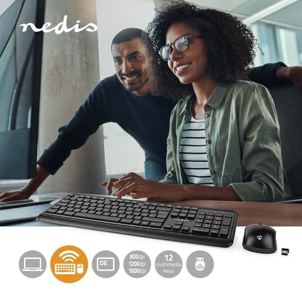 Mus och tangentbord | Trådlöst | Anslutning mus och tangentbord: USB | 800 / 1200 / 1600 dpi | Justerbar DPI | QWERTZ | DE Layout_NN
