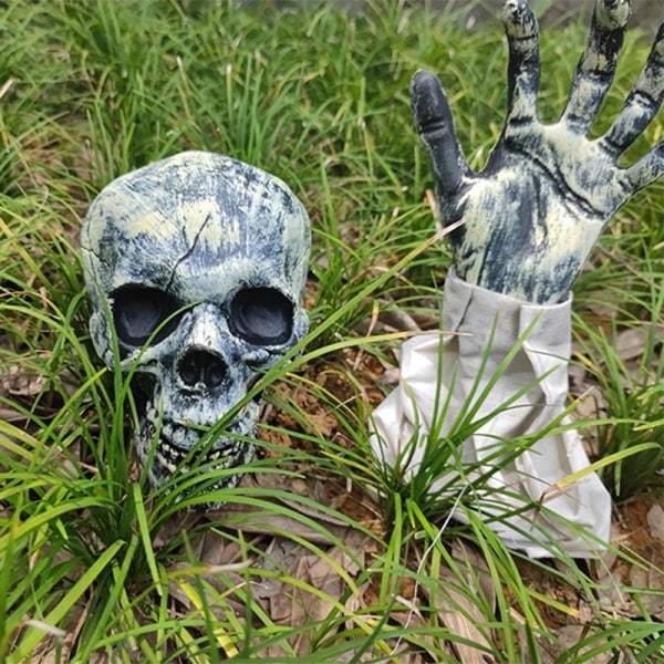 [NT] Skræmmende Dødningehoved Sæt Skræmmende Skelet Håndpæl Klassisk Halloween Rekvisit Dekoration Til Have Gårdhave Græsplæne Outfit