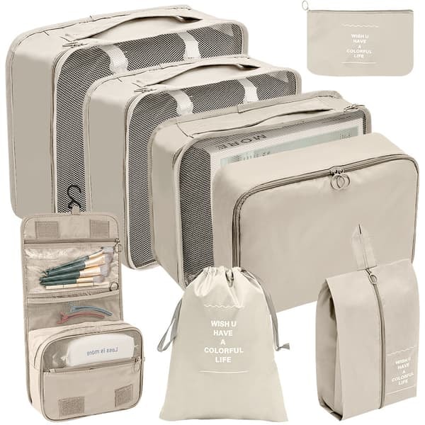 [NT] 8-delars set med reseförpackningskuber - Beige