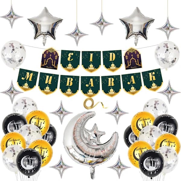 Eid Mubarak -ilmapallot ja -tarvikkeet