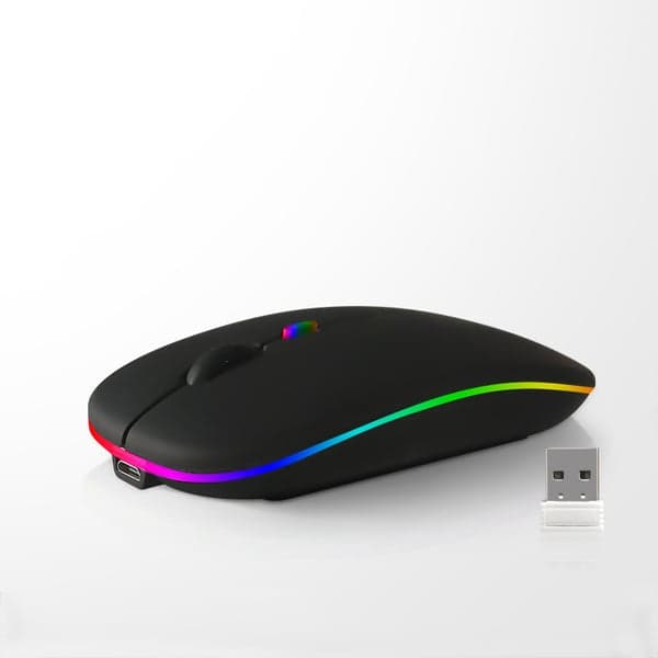 Trådløs mus - 2,4G + Bluetooth, dobbel modus, belyst svart