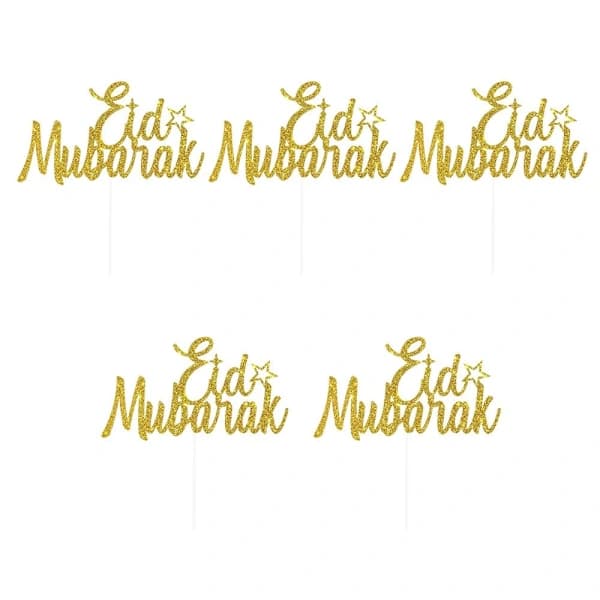 5 stk Eid Mubarak Bake-Cupcake Toppers A A