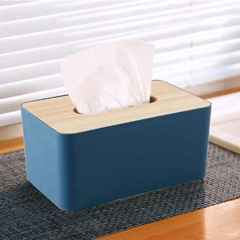 Bambufiber Tissue Box, Rektangulär Tissue Box Badrum Våtservetter Dispenser Våt Tissue Box för Badrum, Sovrum eller Kontor/NC/