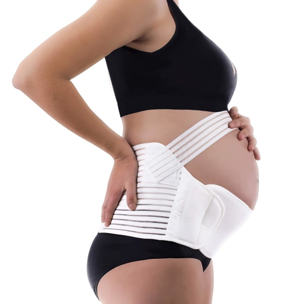 Graviditetsstödbälte Gravidmageband, andningsbar rygg/bump/bäcken/post Gravidbälte WHITE L