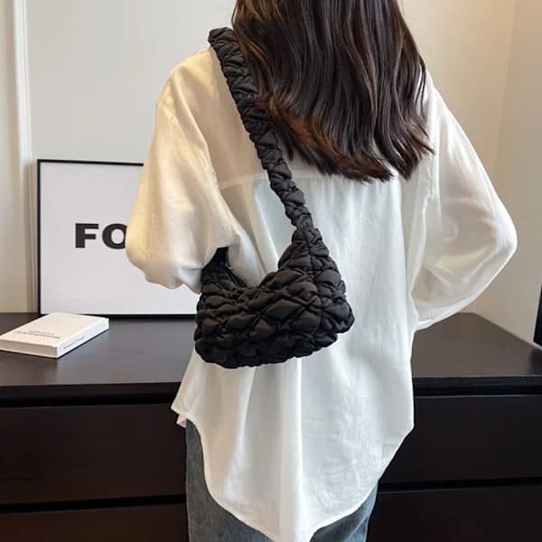 Plisserad Bubbles Axelväska Crossbody Väska GRÅ grå