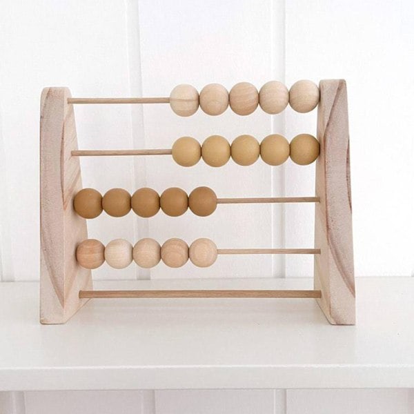 Baby Abacus Perler Pædagogisk Miljøvenligt Træ Minimalistisk Design Børn Abacus Boligindretning Lys Kaffe_ NN