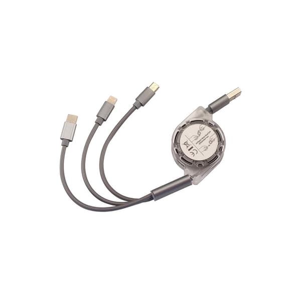 {NT}3in1 Latauskaapeli Apple / Samsung / Huawei / Sony Matkapuhelin - Sisäänvedettävä sotkeutumaton
